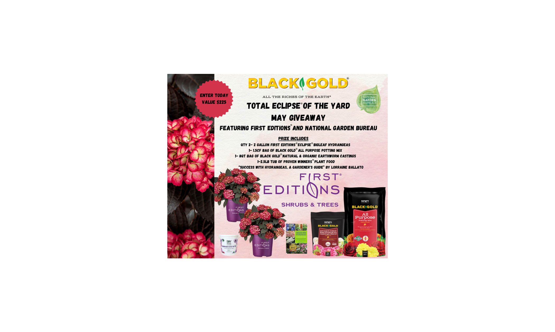 Enter for a Chance to Win Two Hydrangeas, Black Gold Products and More! 