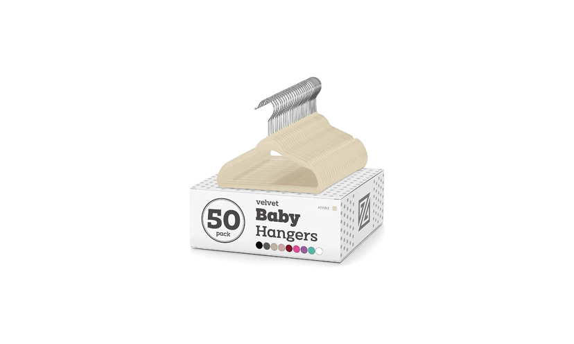 Save 48% on a 50-Piece Set of Velvet Baby Clothes Hangers!