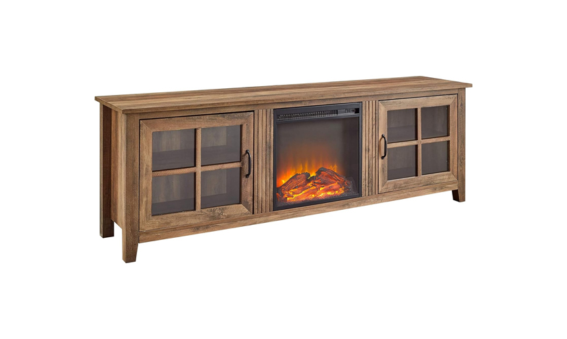 Save 31% on a Classic Rustic Oak Two Door Fireplace TV Stand!