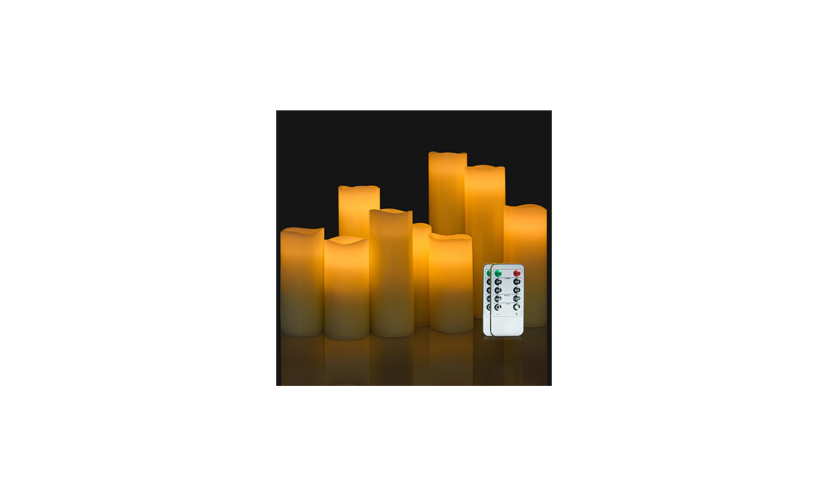 Save 34% on a Nine Piece Set of Flickering LED Candles Complete with a Remote!