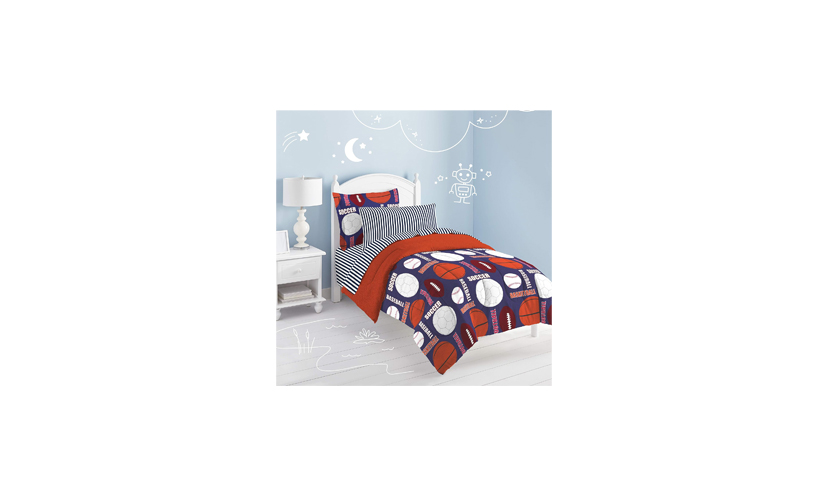 Save 38% on a Twin Size Five Piece Sports Themed Bedding Set!