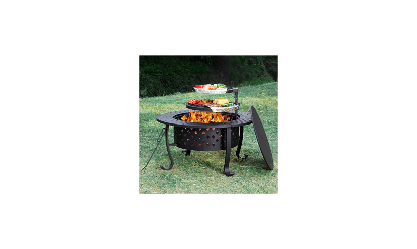 Save 46% on a Wood Burning Fire Pit with Built-in Round Table and Two Grills!