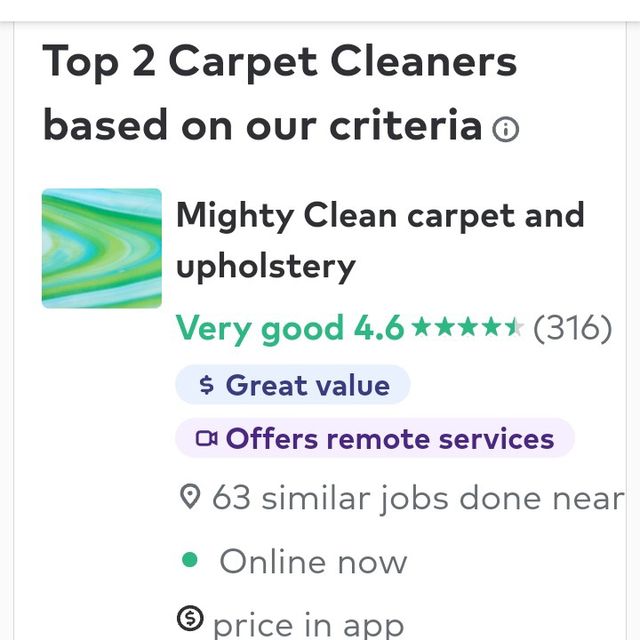 Mighty Clean carpet and upholstery cleaning